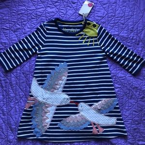 Mini Boden Bird Appliqué Dress